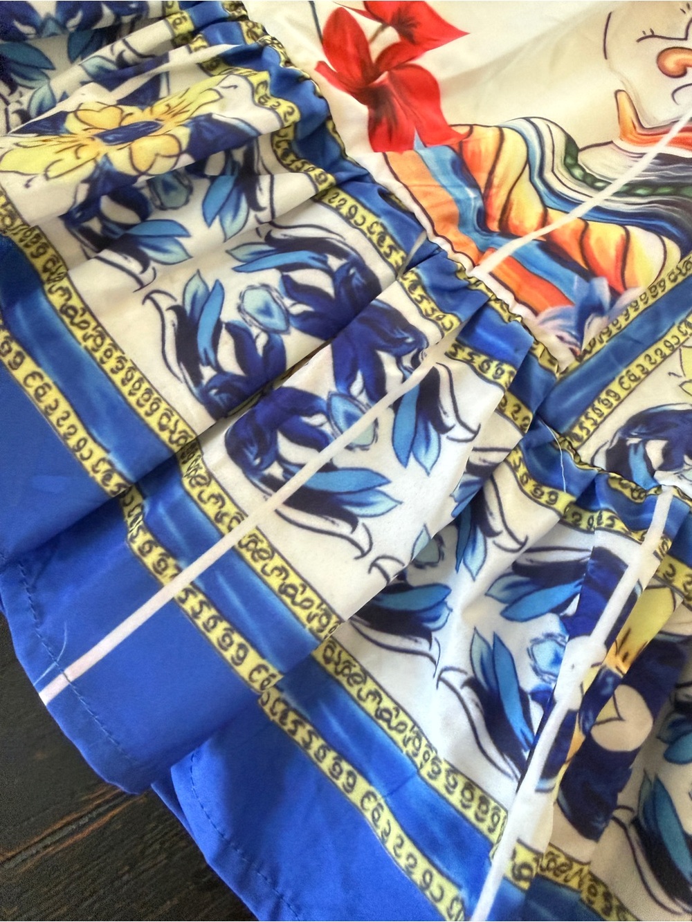 Floral Blue & White Maxi Skirt with Vibrant Print (Unworn) - Picture 6 of 9